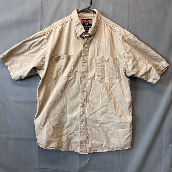Duluth Trading Co Work Shirt Men XXL Tall Beige Short Sleeve Button Front Casual - Picture 1 of 5
